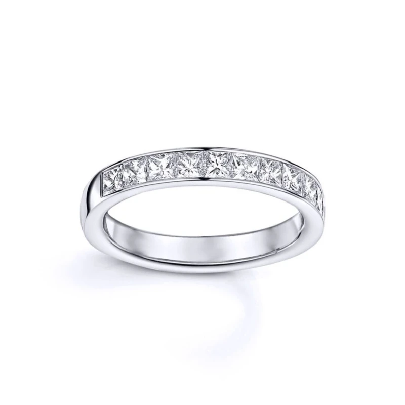 Image of Jewelco London Silver Princess-cut CZ Channel-Set Half Eternity Ring - ARN143 Silver