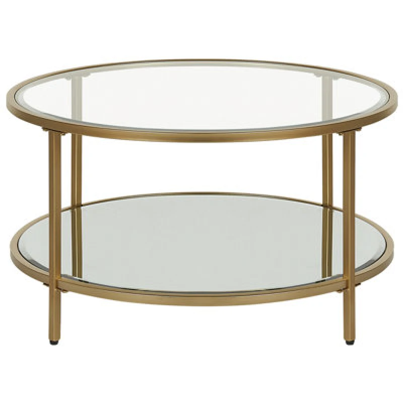 Image of Beliani Coffee Table Birney Tempered Glass Gold