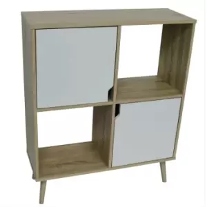 Image of Open Sideboard Cube Shelving With 2 Doors - Oak / White - Oak / White - Watsons