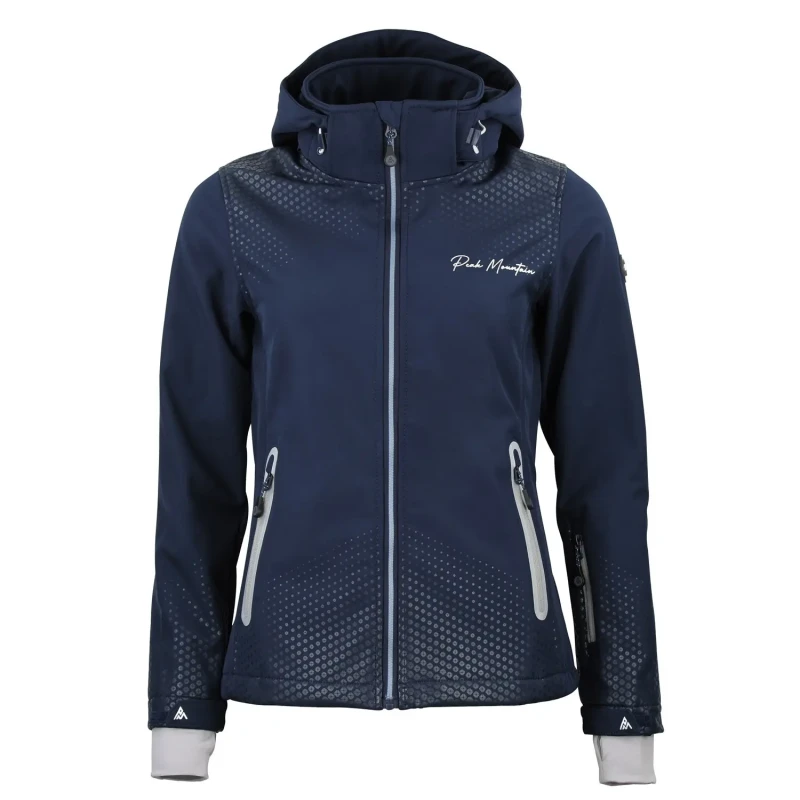 Image of Womens zip-up hooded fleece jacket Peak Mountain Softshell Bleu Female S