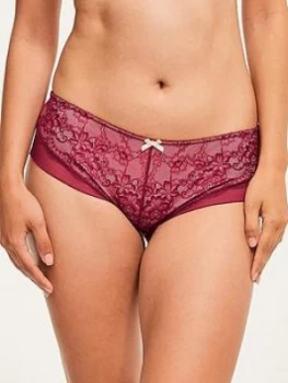 Figleaves Juliette Lace Short Briefs - Mulberry, Mulberry, Size 12, Women