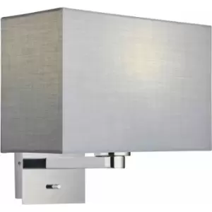 Image of Endon - Issac Rectangular wall lamp in steel, gray fabric