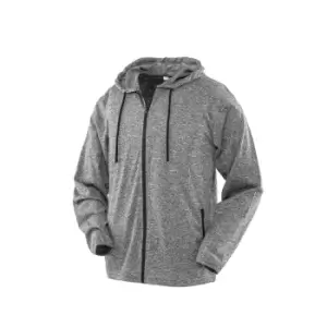 image of Spiro Mens Hooded T-Shirt Jacket (L) (Marl Grey)