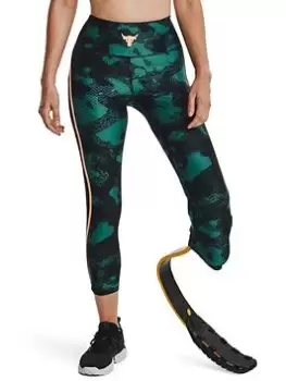 image of Under Armour Project Rock Ankle Leggings - Green, Size L, Women