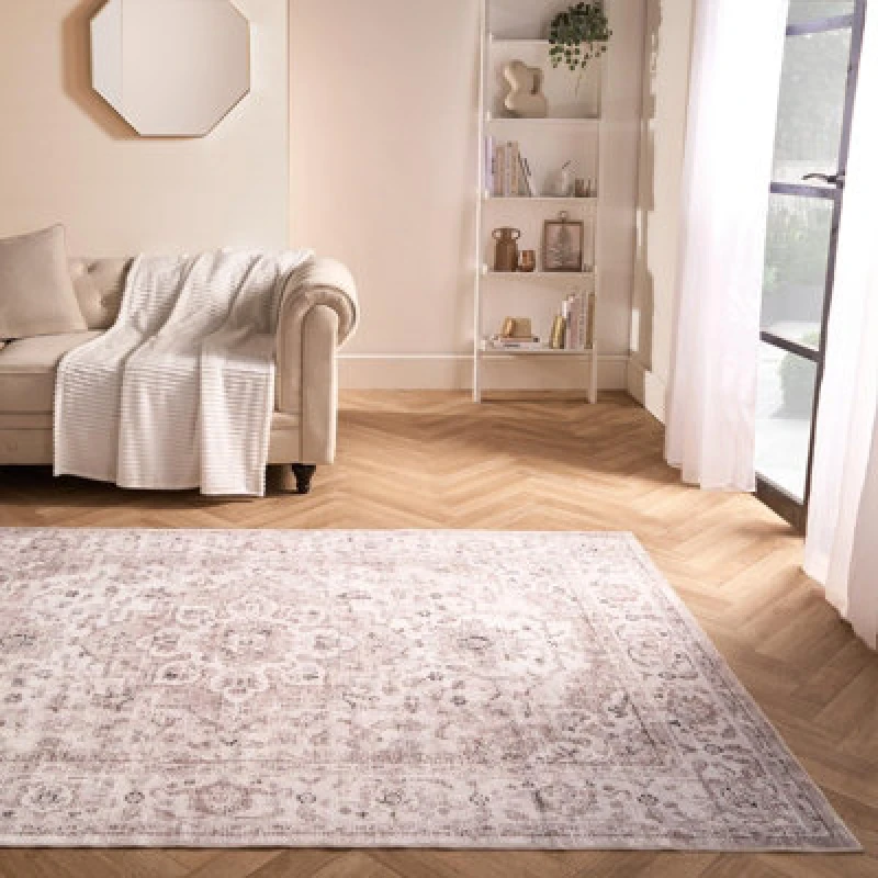 Image of OHS OHS Washable Rug Vintage Living Room Bedroom Decor Non Slip Runners Soft Carpet Mat in Natural Size: 80cm x 150cm Natural 80cm x 150cm Unisex 50