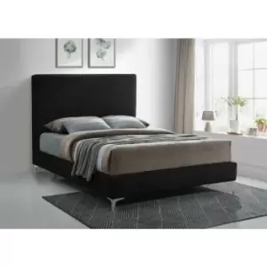Image of Glinis Upholstered Beds - Plush Velvet, Double Size Frame, Black - Black