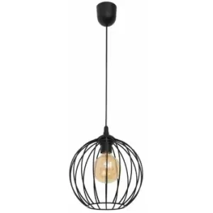 Image of Helam Lighting - Helam Mercure Wire Frame Pendant Ceiling Light Black 24cm