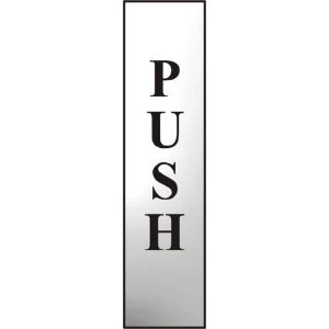 image of ASEC Push 200mm x 50mm Chrome Self Adhesive Sign