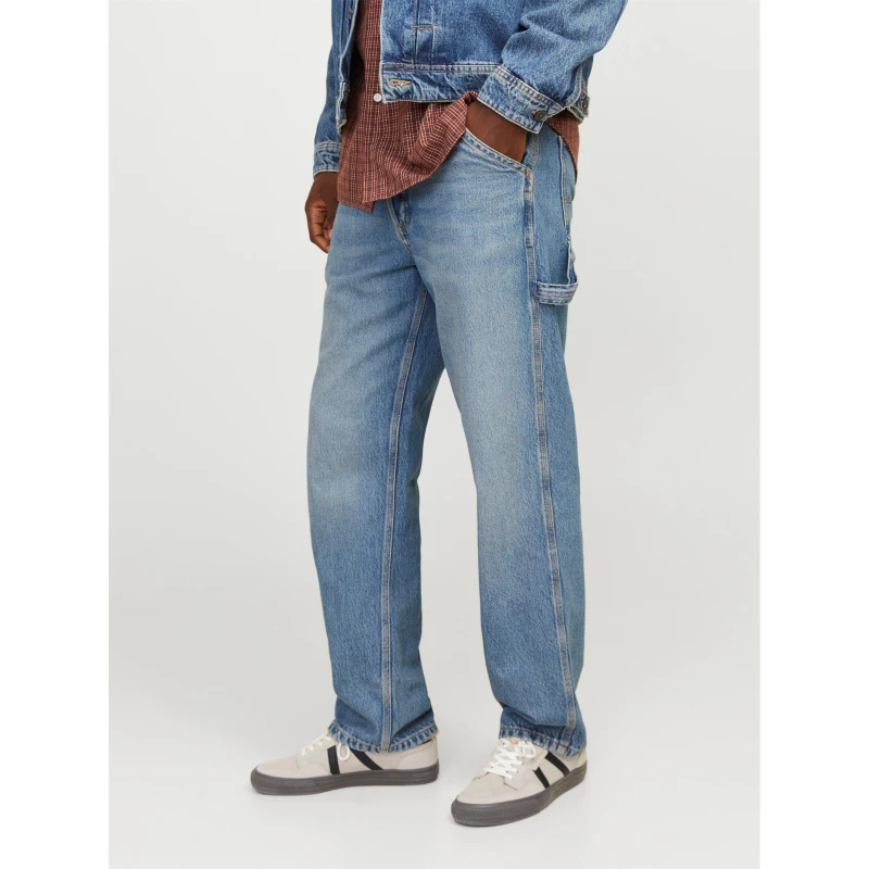 Image of Jack and Jones Mens Eddie Carpenter Jeans Blue Denim male 32W R
