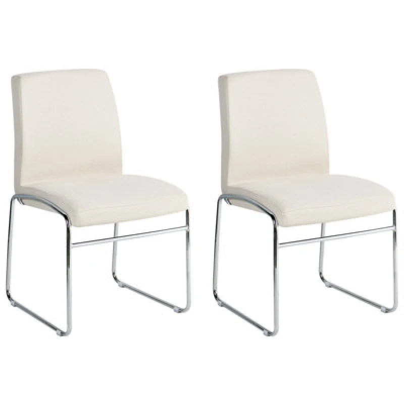 Image of Beliani Set Of 2 Dining Chairs Lecco Fabric Light Beige