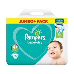 image of Pampers Baby Dry Size 4 Jumbo Plus Pack 76 Nappies