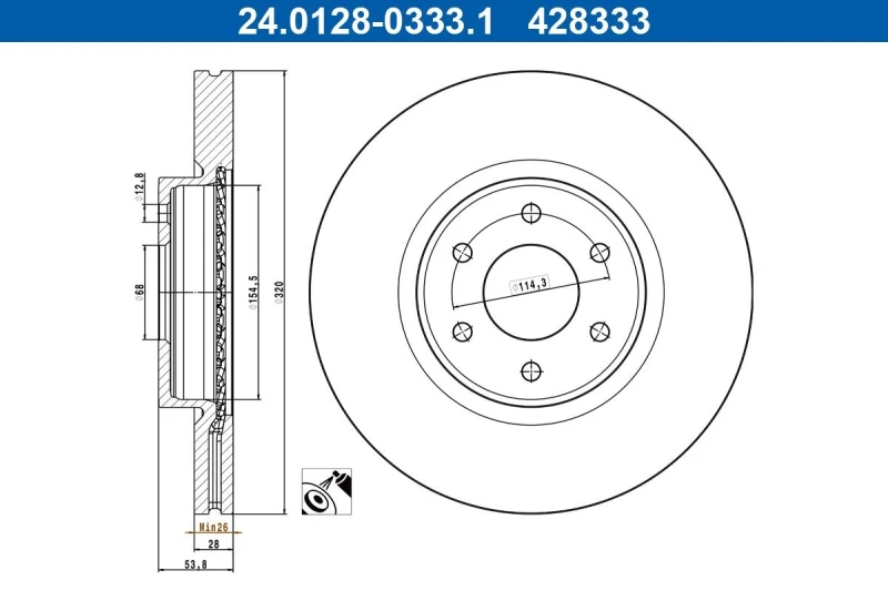Image of Brake disc ATE 24.0128-0333.1