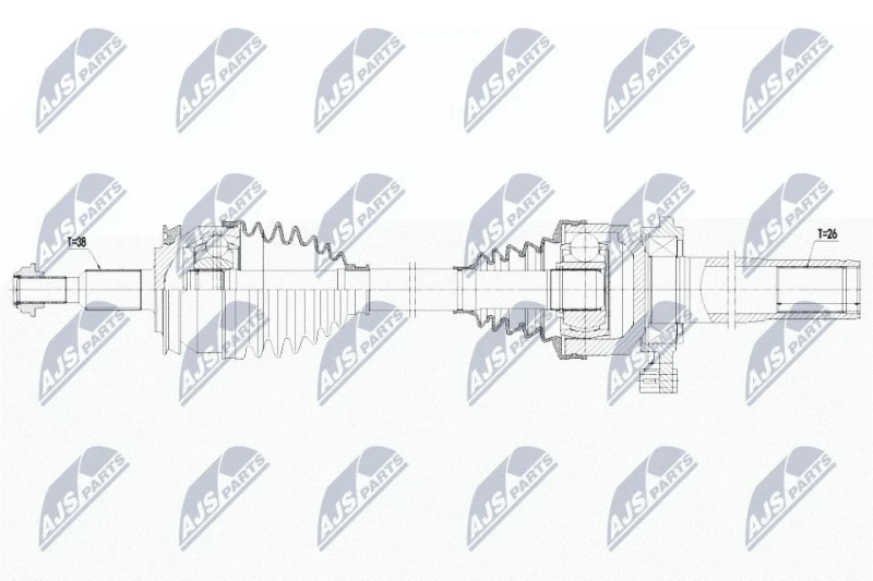 Image of NTY NPW-WW-259 Drive shaft 5-Speed Manual Transmission, Front Axle Right Drive Shaft (13)