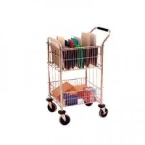 Image of Slingsby Mail Room Trolley With 2 Baskets Chrome 320537