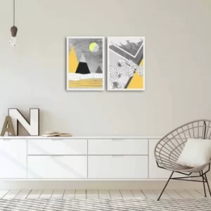 Image of 2PBCT-08 Multicolor Decorative Framed MDF Painting (2 Pieces)