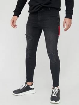 Image of SikSilk Distressed Flight Denims - Black, Size XS, Men