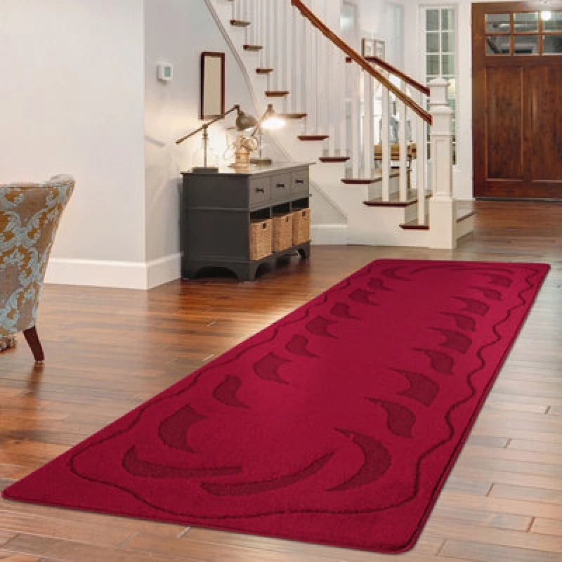 Image of Smart Living Smart Living Ovalack Heavy Duty Machine Washable Hallway Kitchen Non Slip Door Mat in Red Size: 60cm x 110cm Red 60cm x 110cm Unisex 86