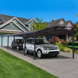 image of 12' x 35' Palram Canopia Arcadia 10600 Grey Metal Carport (3.59m x 10.72m)