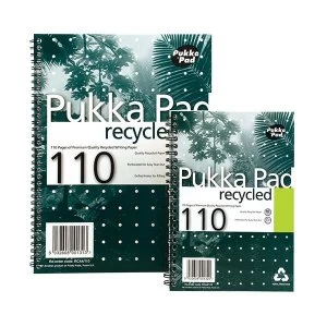 image of Pukka Pad Notebook Recycled Wirebound Perforated Punched Ruled 110pp 80gsm A5 Pack 3