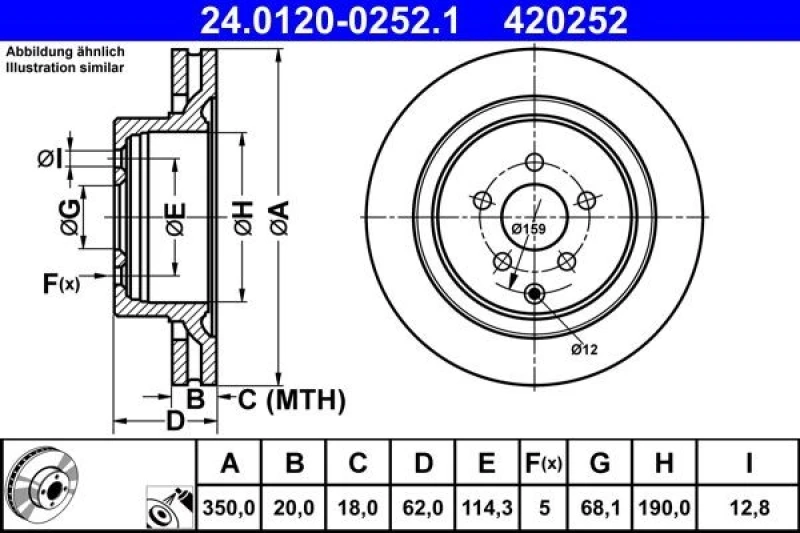 Image of Brake disc ATE 24.0120-0252.1