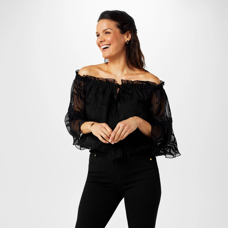 Image of Biba Biba Bardot Top - Black 8