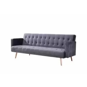 image of Windsor Grey Velvet Sofa bed/ Rose Gold legs