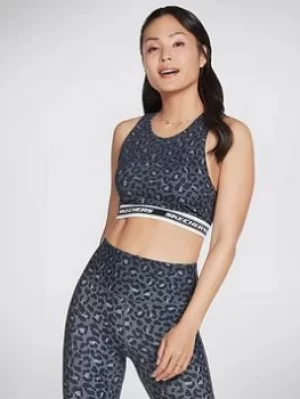 Image of Skechers Midnight Leopard Sports Bra, Black/Navy, Size L, Women