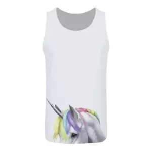 Image of Inquisitive Creatures Mens Rainbow Unicorn Vest Top (L) (White)