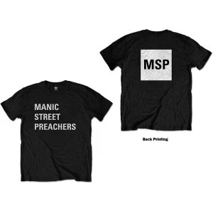 Image of Manic Street Preachers - Block Logo Unisex Large T-Shirt - Black