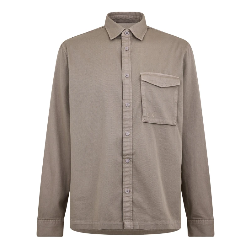 Image of Armani Exchange Mens Long-Sleeve Plain Shirt String 17AB male S