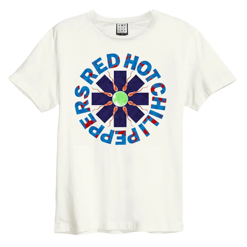 Image of Amplified Amplified Men The Big Race Red Hot Chilli Peppers T-Shirt in White Size: X-Small White XS Male 5059699801431