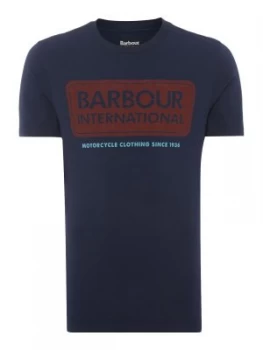 Image of Mens Barbour International logo t shirt Blue