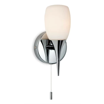 Image of Firstlight - Robano - 1 Light Switched Bathroom Wall Light Chrome, Opal Glass IP44, G9