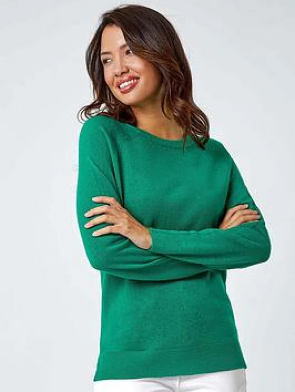 Image of Roman Womens Plain Soft Crew Neck Jumper in Green Size: 20 Green Female 20