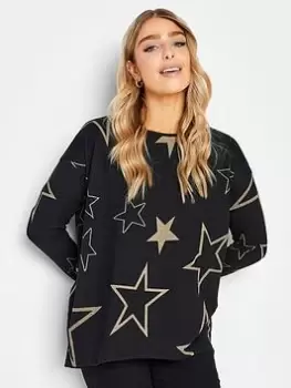 image of M&Co Black Star Jumper, Black, Size 12, Women