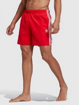 Image of Adidas Originals 3-Stripe Swim Short - Red