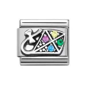 image of Nomination Classic Silver & CZ Colourful Kite Charm