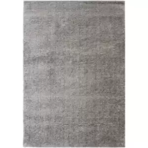 image of Modern Very Soft Velvet Shaggy Silver Rug Deep Pile Home Carpet in 120x170cm (4'x5'6'')