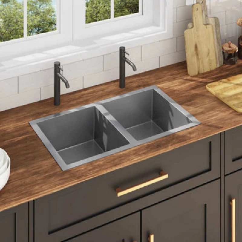 Image of vidaXL Handmade Kitchen Sink Stainless Steel 145079, Silver 145079