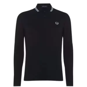 image of Fred Perry Long Sleeve Twin Tipped Polo Shirt - Blue