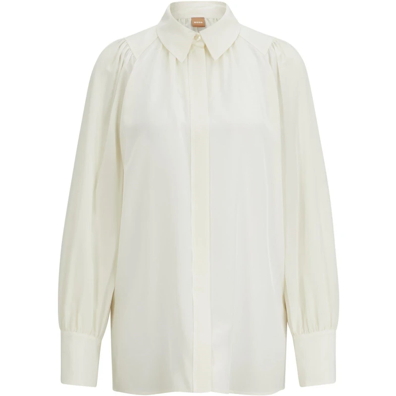 Image of Boss Womens Beatana Long Sleeve Blouse Open White female 6 (XS)