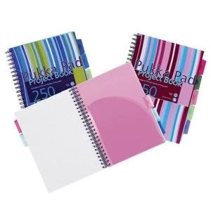 image of Bundle Pukka Pad A4 Project Book Wirebound Plastic Ruled 5 Divider 250