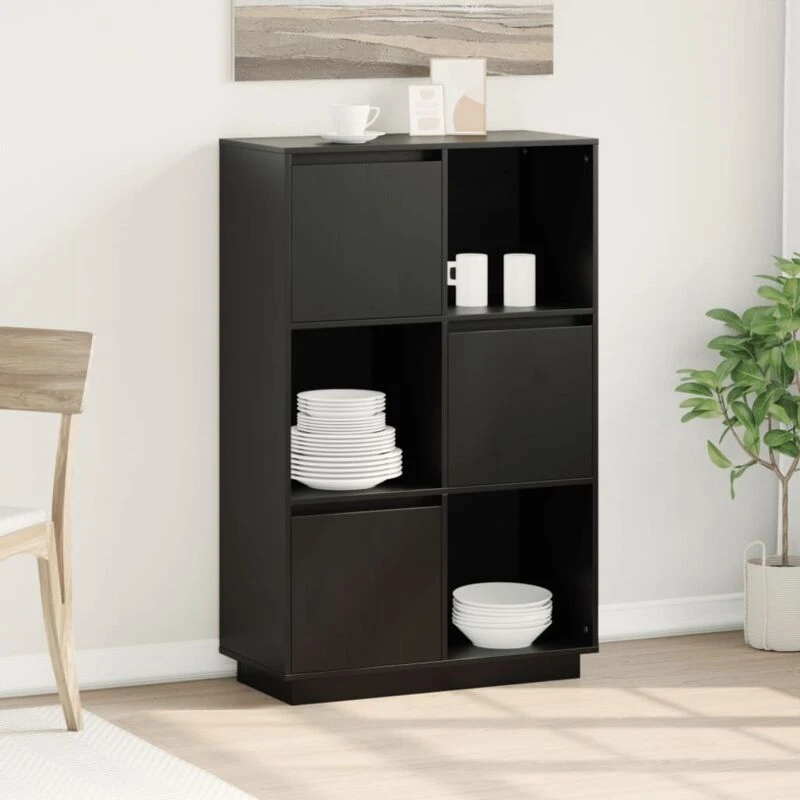 Image of VIDAXL Highboard Black 74x35x117cm Solid Wood Pine Vidaxl 8720286923498