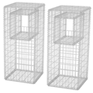 image of Vidaxl Gabion Basket Posts/Planters 2 Pcs Steel 50X50X120 cm