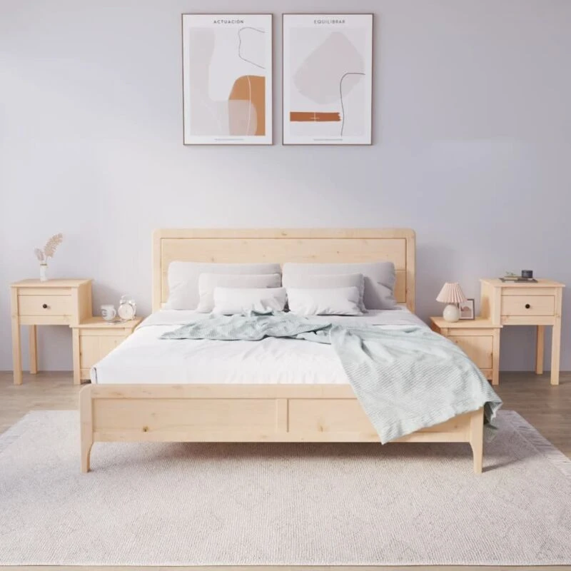 Image of Vidaxl Bedside Cabinet 2 Pcs 79.5X38X65.5cm Solid Wood Pine, Brown 814540