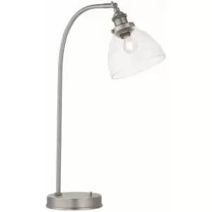 Image of Table Lamp - Brushed Silver Paint & Clear Glass - 40W E14 golf - Bedside Light