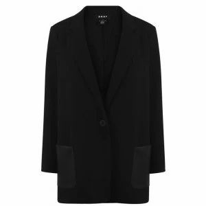 Image of DKNY Leather Pocket Blazer - BLACK/BLACK