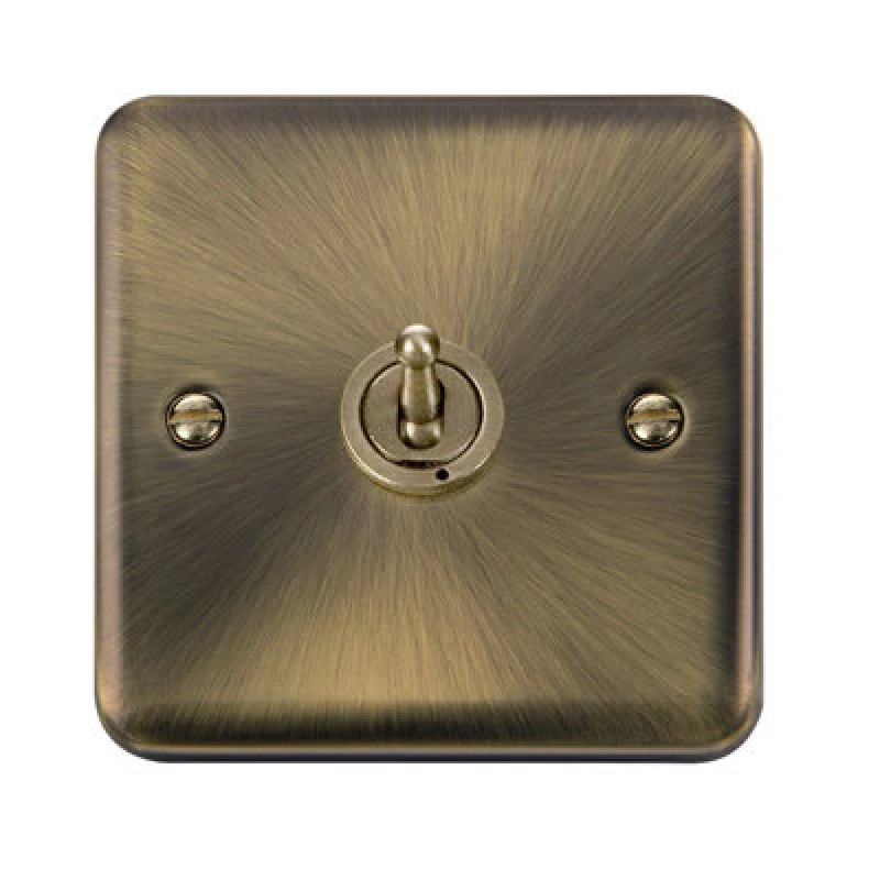 Image of SE Home Curved Antique Brass 1 Gang 2 Way 10AX Toggle Light Switch Gold