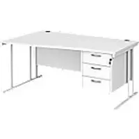 image of Dams International Wave Desk MC16WLP3WHWH 1,600 x 725 x 800 - 990 mm