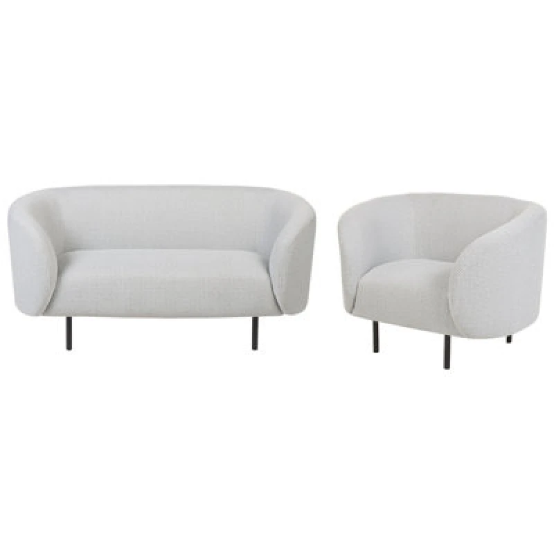 Image of Beliani Living Room Set 3 Seater Loen Fabric Black/ White